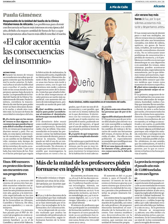 Entrevista Paula Giménez en el Diario Información